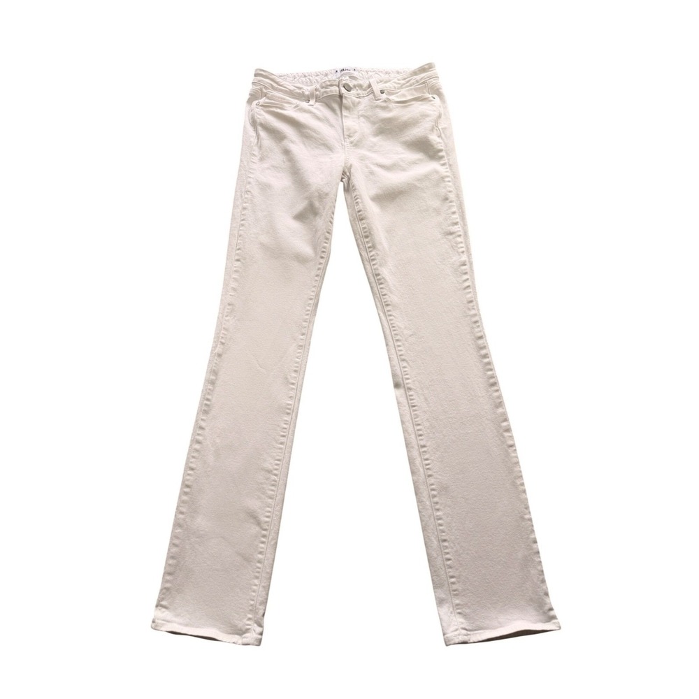 Paige White Straight Leg Denim Jeans Size 31 Mid Rise Solid White Casual Classic